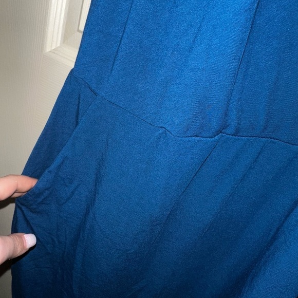 Betabrand Blue Ruched Faux Wrap Sheath Dress 2X  office dress with pockets - Picture 2 of 7